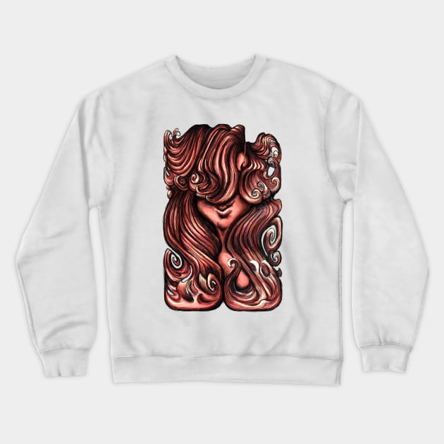 Luscious Locks - Blooming Dahlia Pink Crewneck Sweatshirt by BigNoseArt